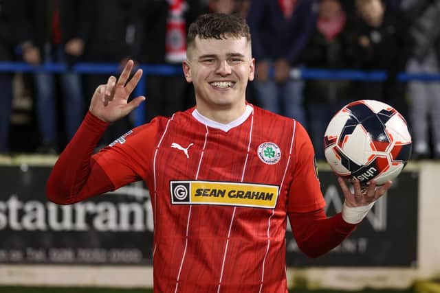 Ronan Hale hit an extra-time hat-trick in Cliftonville's 3-0 victory over Coleraine. PIC: Desmond LougheryPacemaker Press
