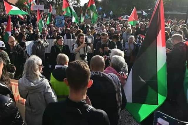 A pro-Palestinian protest in Belfast in November 2023. Photo: Colm Lenaghan/Pacemaker