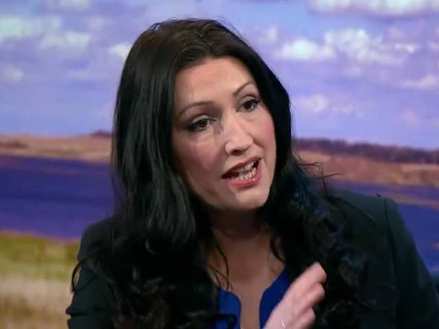 DUP Deputy First Minister Emma Little-Pengelly strongly defended her party's decision to go back into government after it was criticised in an essay by senior party figures Lord Nigel Dodds, Lord Maurce Morrow and Sammy Wilson MP.  Photo: BBC NI Sunday Politics.