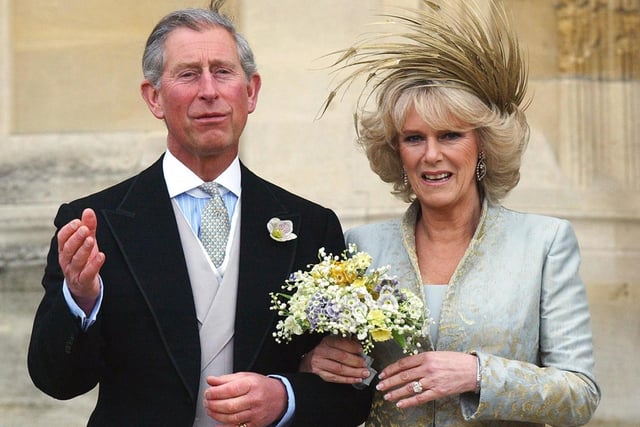Britain's Prince Charles and Camilla Duchess of Cornwall leave St Georges' Chapel, Windsor England, following a blessing of their marriage.:PA:King Charles lll