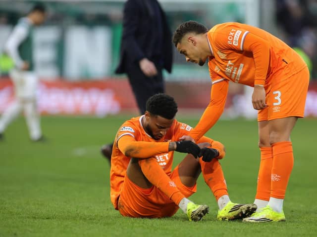 Rangers' Youssef Chermiti and Max Aarons react after the full-time whistle on Sunday following the William Hill Premiership draw at Easter Road. (Photo by Steve Welsh/PA Wire)