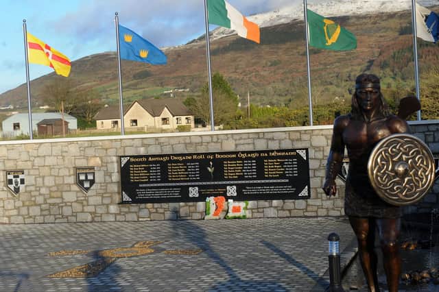 The IRA memorial wall at the Ti Chulainn Centre in south Armagh