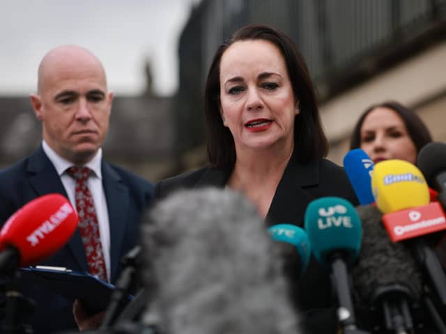 Catherine Kierans from the Public Prosecution Service speaks to the media outside Newry Crown Court today. Photo: Liam McBurney/PA