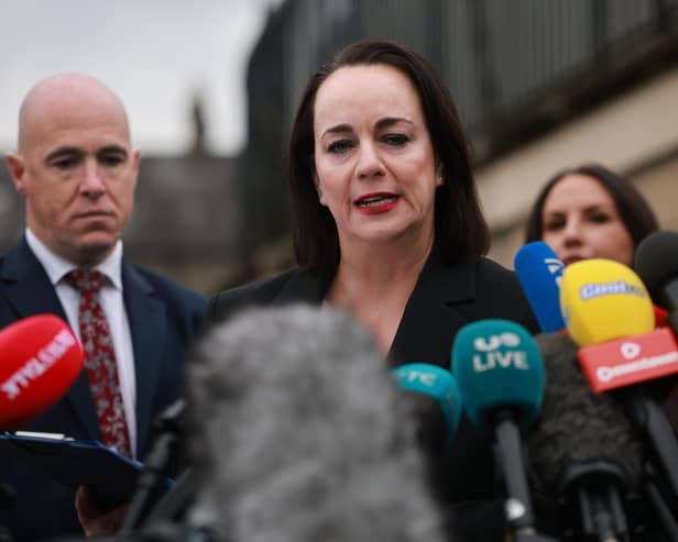 Catherine Kierans from the Public Prosecution Service speaks to the media outside Newry Crown Court today. Photo: Liam McBurney/PA