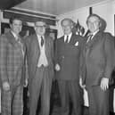 Pictured in November 1980 at the Ulster Ram Breeders Association annual dinner and prize distribution which was held at Ballymena, pictured are W B Stevenson, second right, URBA president, with Harold Dickey, secretary, Jack McElroy, chairman, and James Armstrong, secretary. Picture: Farming Life archives/Darryl Armitage