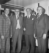 Pictured in November 1980 at the Ulster Ram Breeders Association annual dinner and prize distribution which was held at Ballymena, pictured are W B Stevenson, second right, URBA president, with Harold Dickey, secretary, Jack McElroy, chairman, and James Armstrong, secretary. Picture: Farming Life archives/Darryl Armitage