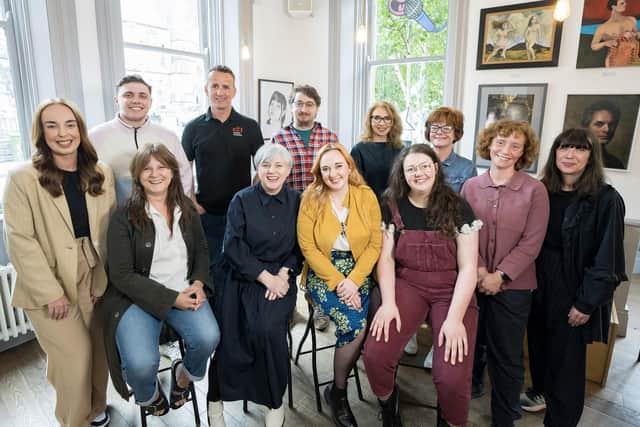 (Left to right top row) Molly-Rose Street, TDNI, Ewan McGowan-Gregg. Brunswick Productions NI, Stephen Kelly, C21 Theatre Company, Oisin Kearney, Prime Cut Productions, Una Nic Eoin, Prime Cut Productions, Niamh Flanaghan, TDNI, Alice Malseed, writer, Colette Norwood, British Council NI, (front row seated), Joyce Greenaway, writer, Alison McCrudden, Arts Council of Northern Ireland, Gina Donnelly and Seon Simpson of SkelpieLimmer, at the launch of the showcase of seven works by Northern Ireland arts organisations that will be shown at the Edinburgh Festival Fringe in August. The Spotlight on Theatre and Dance from Northern Ireland initiative shines a spotlight on work created by artists from the region. The project, now in its fifth year, is delivered by Theatre and Dance NI, in collaboration with Belfast International Arts Festival, and supported by the British Council Northern Ireland and Arts Council of Northern Ireland. Photo by Brian Morrison/PA Wire