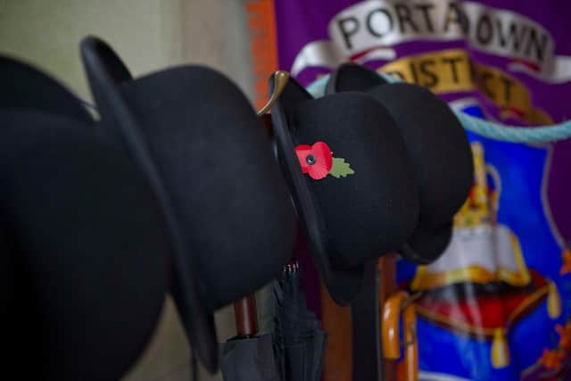 Bowler hats belonging to Orangemen of Portadown district, who last marched down the Garvaghy Road in 1997