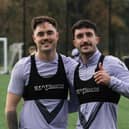 Glentoran players Danny Amos (right) and Nathaniel Ferris are taking part in this year’s Movember campaign to raise awareness and funds for men’s health