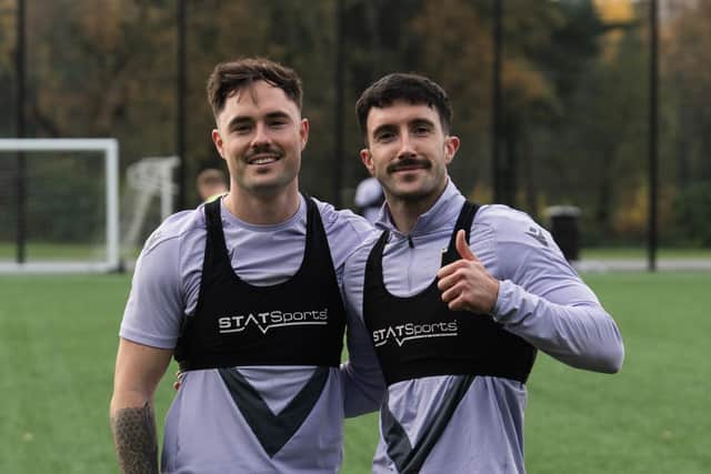 Glentoran players Danny Amos (right) and Nathaniel Ferris are taking part in this year’s Movember campaign to raise awareness and funds for men’s health
