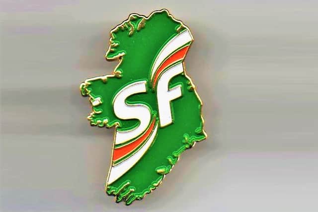 A Sinn Fein pin badge