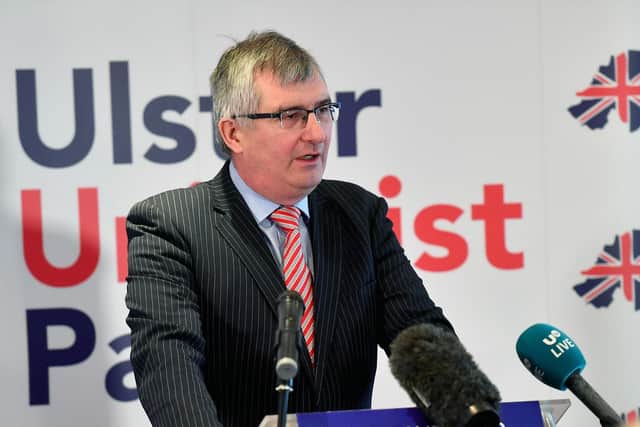 4/12/2019
Tom Elliott pictured at the Ulster Unionist  Manifesto launch at the Stormont Hotel in Belfast ahead of this months Westminster Elections.

Mandatory Credit : Presseye/Stephen Hamilton