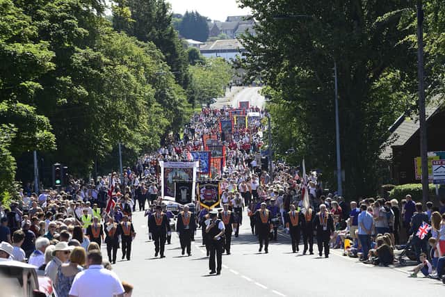 A previous Twelfth parade on Bangor. Picture By: Arthur Allison.