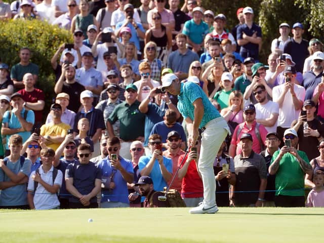 Rory McIlroy putts on the fifth during day three of the 2023 Horizon Irish Open at The K Club, County Kildare. (Photo by Brian Lawless/PA Wire)