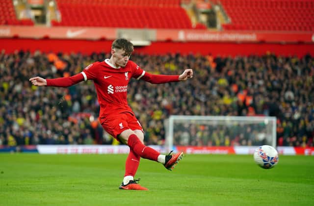 Liverpool's Conor Bradley during the Emirates FA Cup fourth round match at Anfield, Liverpool. PIC: Peter Byrne/PA Wire