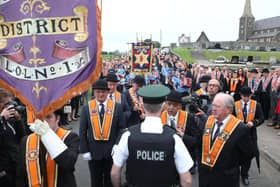 The Portadown District Orange parade at Drumcree