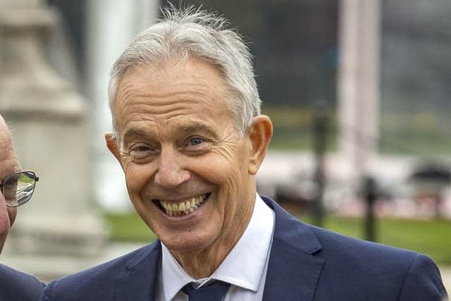 Former Prime Minister Sir Tony Blair during the three-day international conference at Queen's University Belfast to mark the 25th anniversary of the Belfast/Good Friday Agreement.