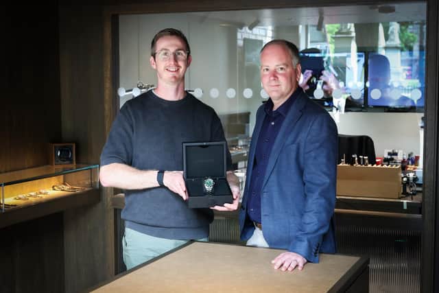 Belfast luxury watchmaker Nomadic Watches has grown sales to more than £1.9million and is creating 20 new jobs as it expands its international presence with support from Invest Northern Ireland. Pictured are Peter McAuley, CEO and founder, Nomadic Watches and Iain Joannides, head of Eastern Regional Business, Invest NI