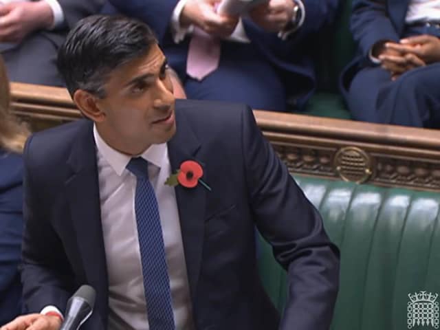 Prime Minister Rishi Sunak speaks during Prime Minister's Questions in the House of Commons, London