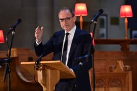 Former Northern Ireland captain Martin O’Neill at A Service of Thanksgiving for Billy Bingham MBE at St Anne’s Cathedral in Belfast on Wednesday. Pic: Colm Lenaghan/Pacemaker