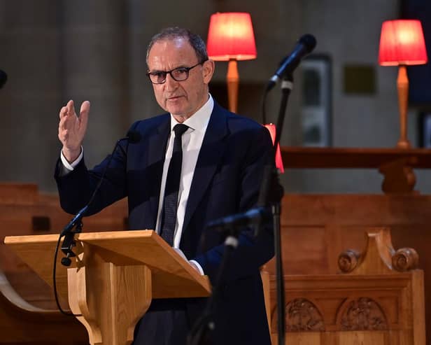 Former Northern Ireland captain Martin O’Neill at A Service of Thanksgiving for Billy Bingham MBE at St Anne’s Cathedral in Belfast on Wednesday. Pic: Colm Lenaghan/Pacemaker