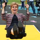 A swing to independence? File photo dated 4/6/2018 of First Minister Nicola Sturgeon has a shot on a swing as she officially opened a play park at Pittencrieff Park in Dunfermline