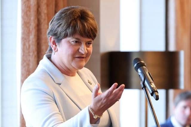 Baroness Arlene Foster speaking at the launch of her Together UK Foundation.