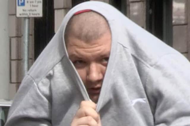 Daniel Sebastian Allen pictured at a previous court appearance. Allen, whose address was given as HMP Maghaberry, was today sentenced to 29 years in prison over the deaths of four members of the same family in a house fire in Fermanagh in 2018