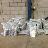 Photo issued by Police Service of Northern Ireland of the drugs worth £1.9 million that were seized in Co Londonderry. Two men have been arrested following a police search in the Castledawson area on Thursday