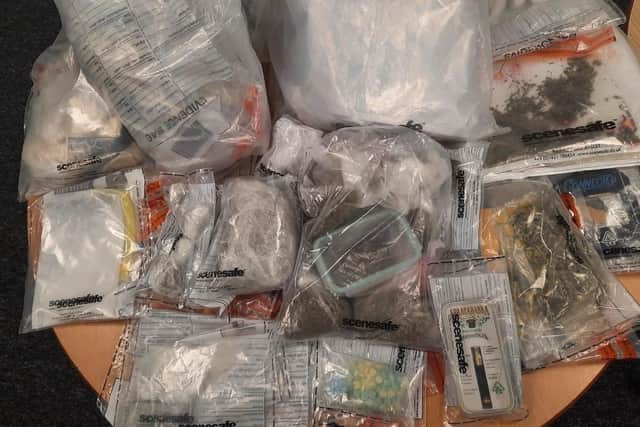 Some of the £180,000 of controlled drugs seized by police in east Belfast.