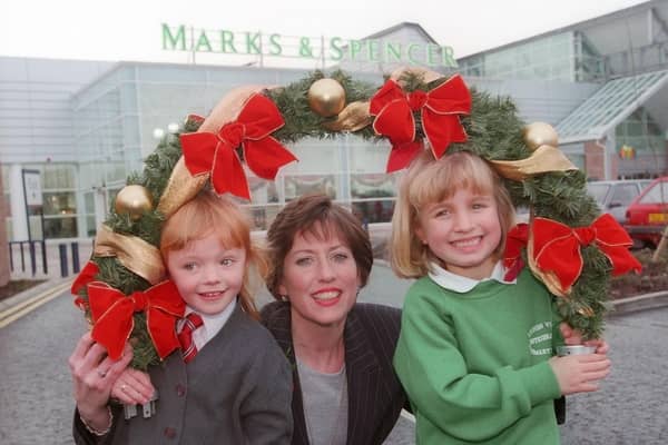 Colleagues and customers have been celebrating as Marks & Spencer Newtownbreda marks its 25th birthday. Joining the celebrations was local resident Rebecca Ferguson who, as a local primary school pupil, was featured in the photographs taken to promote the opening of the store 25 years ago. Pictured at the opening  in November 1998. Credit: John Harrison/Harrison Photography