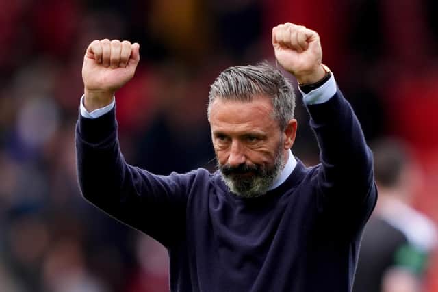 Rangers manager Derek McInnes celebrates after the William Hill Premiership match at Pittodrie Stadium, Aberdeen. (Photo by Andrew Milligan/PA Wire)