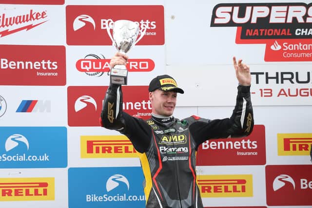 Donegal man Richard Kerr won the National Superstock 1000 Championship after Optimum Bikes Racing's Dan Linfoot was disqualified from the results of the final two races in 2023. Picture: David Yeomans Photography