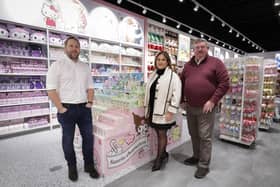 Globally recognised lifestyle retailer Miniso has officially opened its third store in Northern Ireland in Rushmere Shopping Centre, creating 15 new jobs as part of a major expansion plan supported by Ulster Bank. Owners of the Miniso franchise in Northern Ireland, Stuart Dixon and Trevor Finlay, pictured with senior relationship manager at Ulster Bank, Leona McNicholl