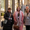 Northern Irish subpostmistresses Katherine McAlerney, Heather Earley, Deirdre Connolly and Maureen McKelvey arrive at Aldwych House, central London, to give evidence to phase four of the Post Office Horizon IT inquiry