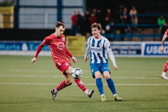 Jack O'Mahony in possession for Coleraine during the home clash against Loughgall
