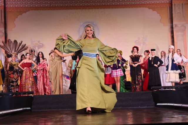 Miss NI Kaitlyn Clarke wearing her national costume at the Miss World competition in India