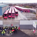 Transport workers taking part in a 24 hour strike in east Belfast on 1 December.  Ulsterbus, Metro, Glider and Goldliner buses and coaches were locked in depots across Northern Ireland while workers picketed outside. 
Picture by Jonathan Porter/PressEye
