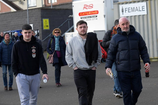 Institute fans arrive at the Brandywell for the game against Linfield. Photo: George Sweeney