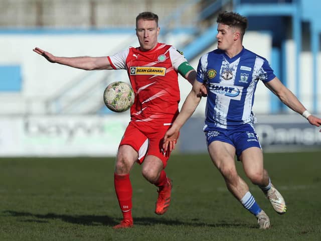 Newry City's John McGovern was joined on the pitch by younger brother Paul during their defeat to Glenavon. PIC: INPHO Brian Little