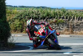8TEN Racing BMW rider Peter Hickman made a sensational debut at the Southern 100 on the Isle of Man. (Photo by Callum Staley/Pacemaker Press)