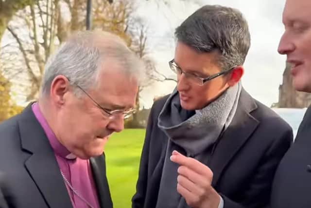 Further footage of the encounter at the cathedral (the man on the right is a clergyman who attempted to stop the Burkes pursuing the archbishop)
