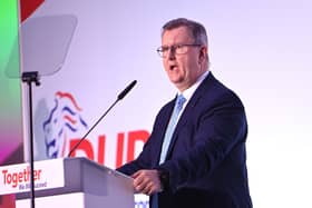 Before the last Assembly election Sir Jeffrey Donaldson said border checks “are the symptom of the underlying problem, namely, that Northern Ireland is subject to a different set of laws imposed upon us by a foreign entity” Presseye/Stephen Hamilton.