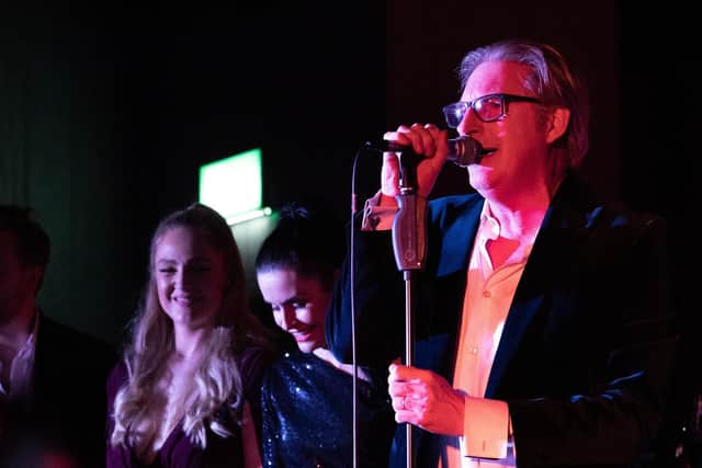 Line Of Duty star Adrian Dunbar delighting fans with a rendition of an Elvis Presley classic, That's All Right, at the QT jazz bar underneath the Middle Eight hotel in Covent Garden, London, on Friday nigh