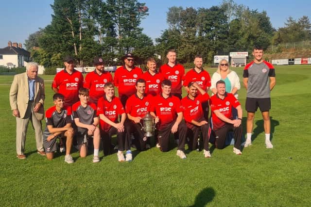 Templepatrick celebrate historic Premier League promotion after winning Section One title in style. PIC: Templepatrick CC