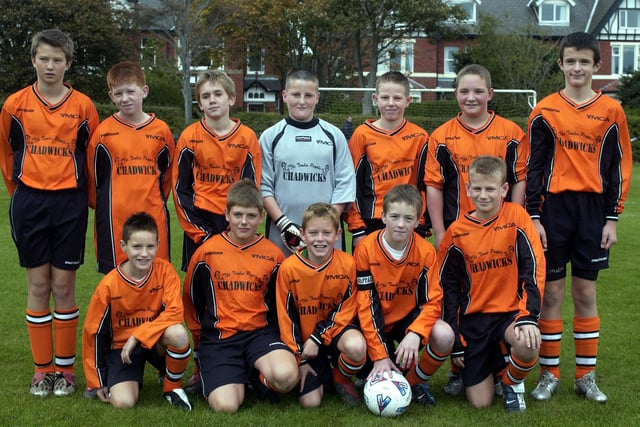 YMCA team, 2003. Back L-R Lewis Williams, Liam Smith, Jordan Douthwaite, Rick Horrocks, Nick Ogden, Chris Wensley and Daniel Hartley. Front L-R Scott Harries, Jack Duncan, Kyle Hendry, Anthony State and Liam Hill.