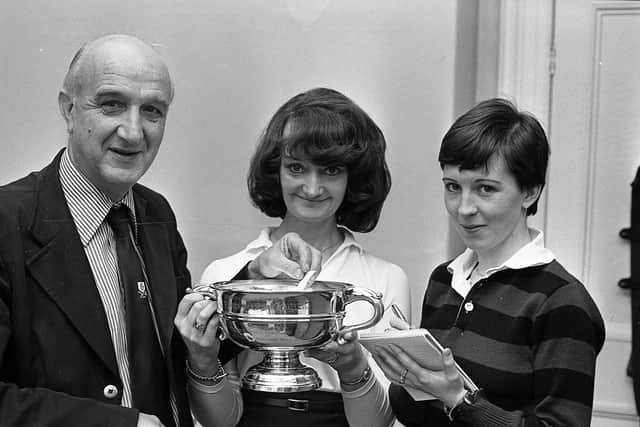 Pictured in November 1980 drawing the plot numbers for the international ploughing match which was to be held at Moira are Frank Espley, NIPA secretary, Mrs Rosheen Adair and Mrs Mary Campbell. Picture: Farming Life archives/Darryl Armitage