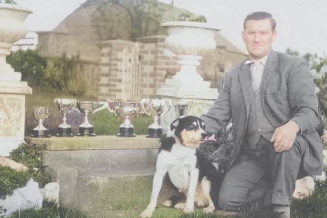 International sheepdog handler Willie Barfoot from Desertmartin and his dog Jim, along with a clutch of their trophies.
