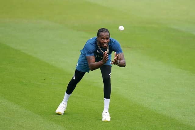 England's Jofra Archer during a nets session. (Photo by John Walton/PA Wire)
