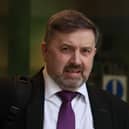 Robin Swann leaving the Clayton Hotel in Belfast after giving evidence to the UK Covid-19 inquiry hearing.